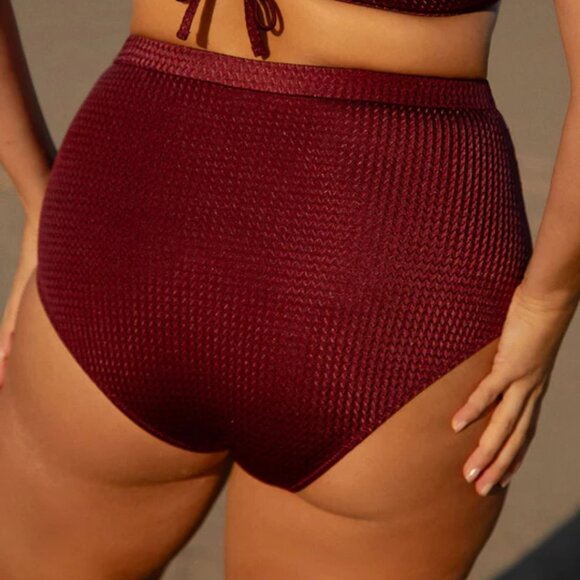 Berlook Plus Size Bikini Set 18 | 2X | NWT | Jacquard Ruched V-Neck Swimsuit - Picture 3 of 7